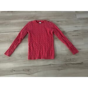 Croft & Barrow Pink Cable Knit Sweater Womens Small Button Shoulder Crewneck